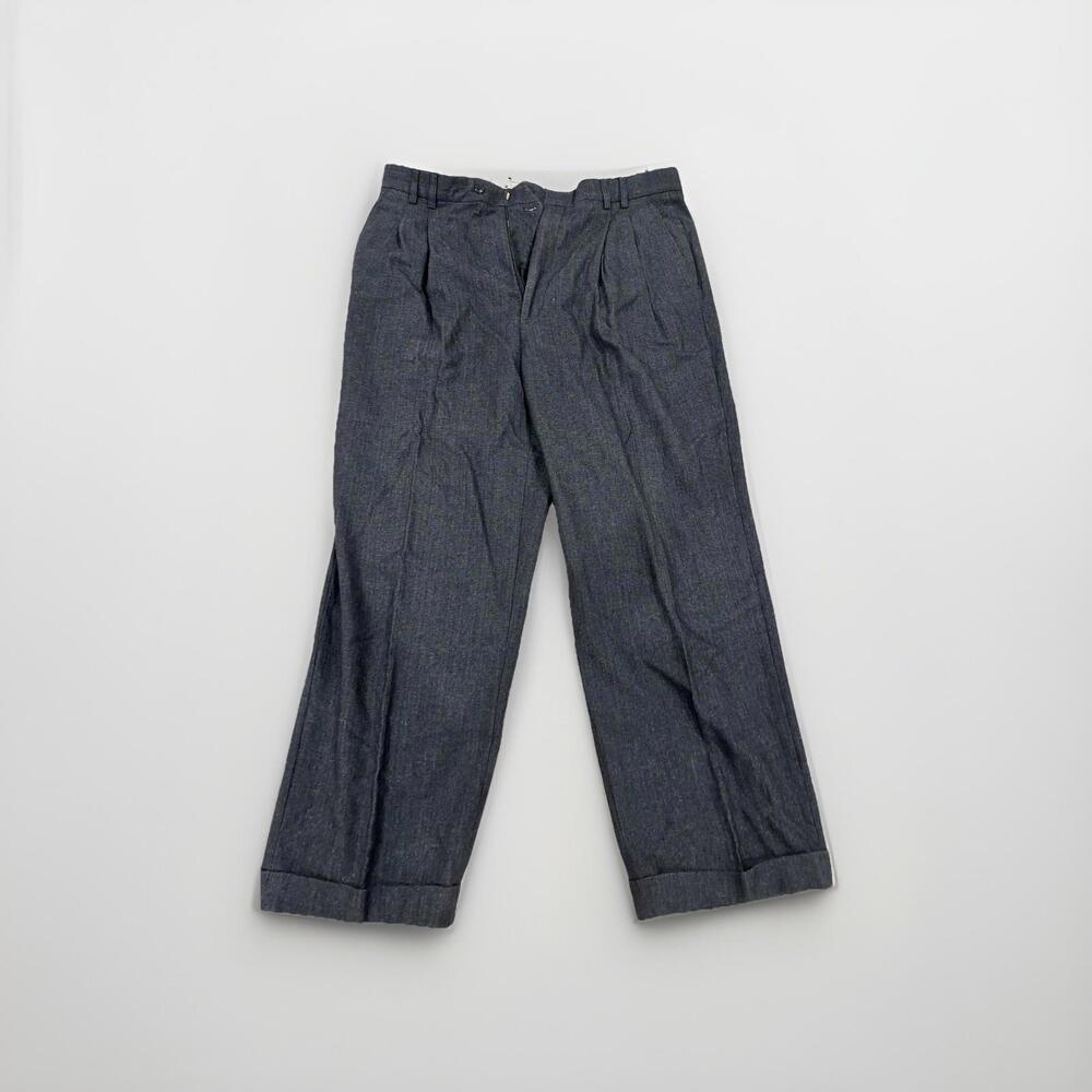 GORGEOUS SAINT CROIX MENS DRESS PANTS 36x27 CHARCOAL 100% WOOL MADE IN ITALY VGC